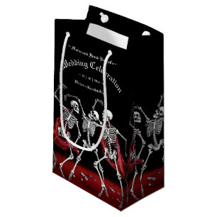 Sacola Para Presentes Pequena Red Death Dancing Skeletons Casamento Gótico
