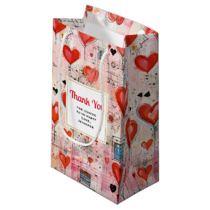 Sacola Para Presentes Pequena Red Hearts Whimsical Love Standard Party (Festa de
