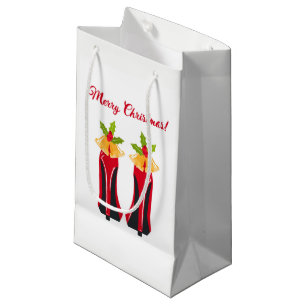 Sacola Para Presentes Pequena Red High Heels com Sinos de Natal