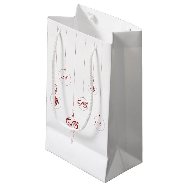 Sacola Para Presentes Pequena Red Monograma Bauble Hangings Ornaments Gift Bag (Frente inclinada)