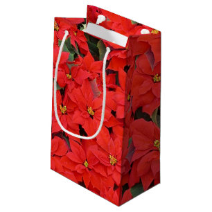 Sacola Para Presentes Pequena Red Poinsettias I Festa Floral de Natal
