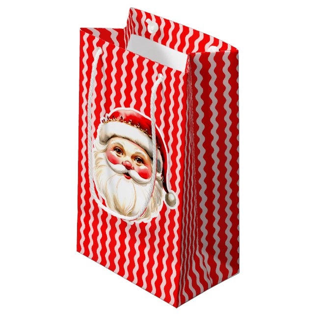 Sacola Para Presentes Pequena Red Retro Santa Claus Ric Natal (Frente inclinada)