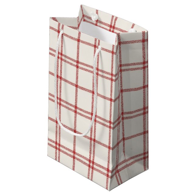 Sacola Para Presentes Pequena Red Snow Trail Christmas Plaid (Frente inclinada)