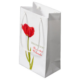 Sacola Para Presentes Pequena Red Tulip, flor de casamento, garota de presente