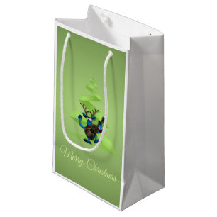 Sacola Para Presentes Pequena Reindeer Dançando Violão Feliz Árvore de Natal