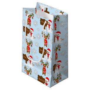 Sacola Para Presentes Pequena Reindeer De Natal E Snowmen