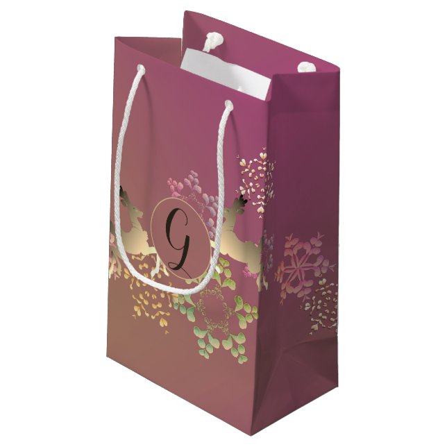 Sacola Para Presentes Pequena Reindeer e Flocos de Neve Magicos Pequenos Sacos S (Verso inclinado)