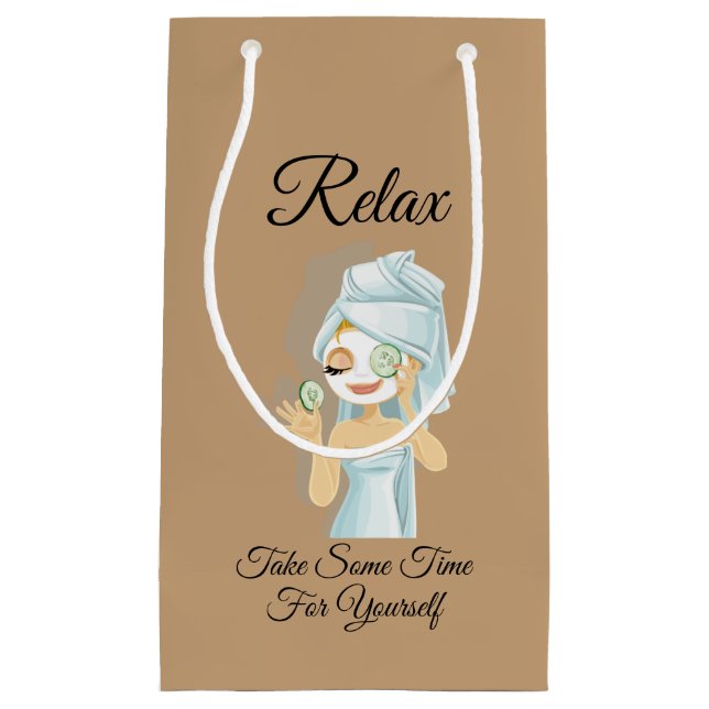 Sacola Para Presentes Pequena Relaxe Spa Themed Gift Bags (Frente)