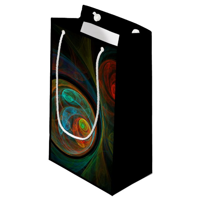 Sacola Para Presentes Pequena Renascimento de Abstrato de Arte Azul (Frente inclinada)