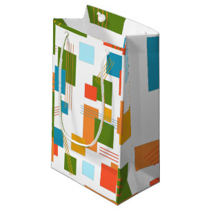 Sacola Para Presentes Pequena Retângulos e linhas abstrato