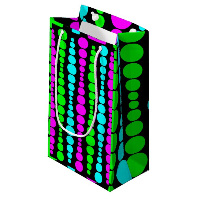 Sacola Para Presentes Pequena Retângulos Modernos Neon (Frente inclinada)
