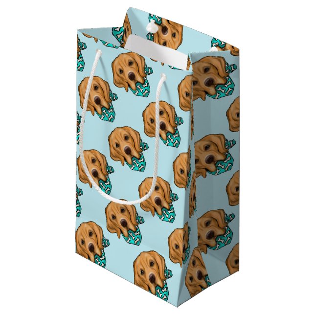 Sacola Para Presentes Pequena Retriever Dourado (Frente inclinada)