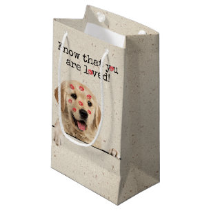 Sacola Para Presentes Pequena Retriever ouro com Kisses Lipstick