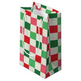 Sacola Para Presentes Pequena Retro Holiday Check