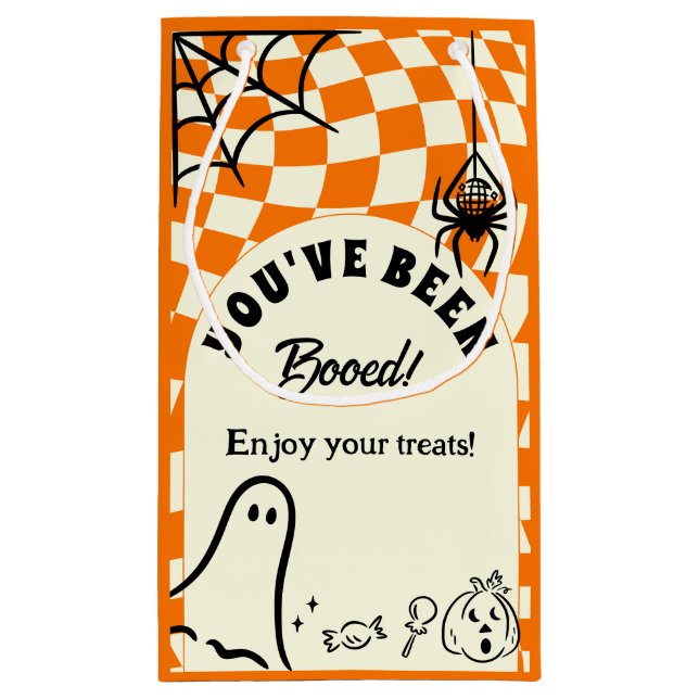 Sacola Para Presentes Pequena Retro, nós fomos boiados. Você foi o Jogo Booed (Verso)