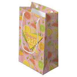 Sacola Para Presentes Pequena Retro Pink Summer Citrus Fruit Birthday