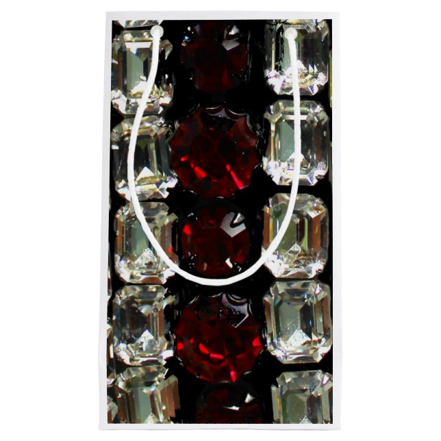 Sacola Para Presentes Pequena Rhinestone, diamantes, joias, gemstone, rubis (Frente)