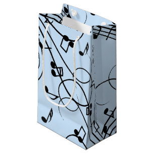 Sacola Para Presentes Pequena Rico Music Notes Blue
