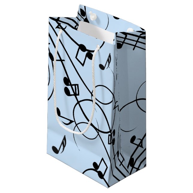 Sacola Para Presentes Pequena Rico Music Notes Blue (Frente inclinada)