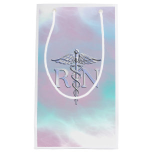 Sacola Para Presentes Pequena RN Caduceus Medicina Mãe-Pérola Decoração