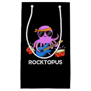 Sacola Para Presentes Pequena Rocktopus Funny Rock Banda Octopus Pun Dark BG