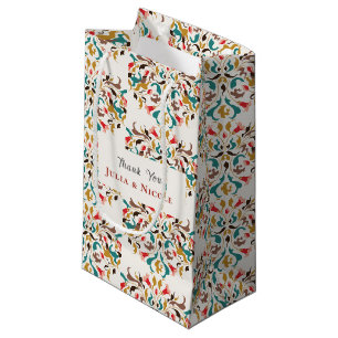 Sacola Para Presentes Pequena Romântico Moderno Coroa Floral Elegante Casamento