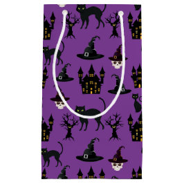 SACOLA PARA PRESENTES PEQUENA ROPULAGEM COM HÁBULOS DE CASTELOS PRETOS