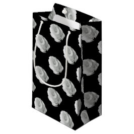 Sacola Para Presentes Pequena rosa branco sobre fundo preto