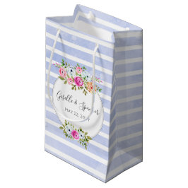 Sacola Para Presentes Pequena Rosa de Aquarela Floral Moderna Favor com Listra A