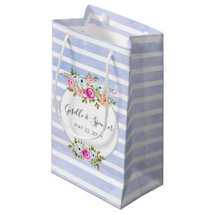 Sacola Para Presentes Pequena Rosa de Aquarela Floral Moderna Favor com Listra A