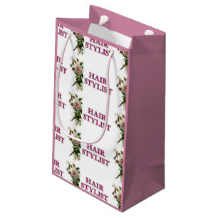 Sacola Para Presentes Pequena Rosa de Lista de Cabelos