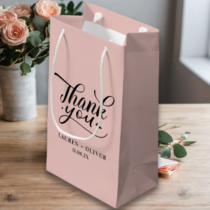 Sacola Para Presentes Pequena Rosa Dourado Agradecimento de Casamento Minimali