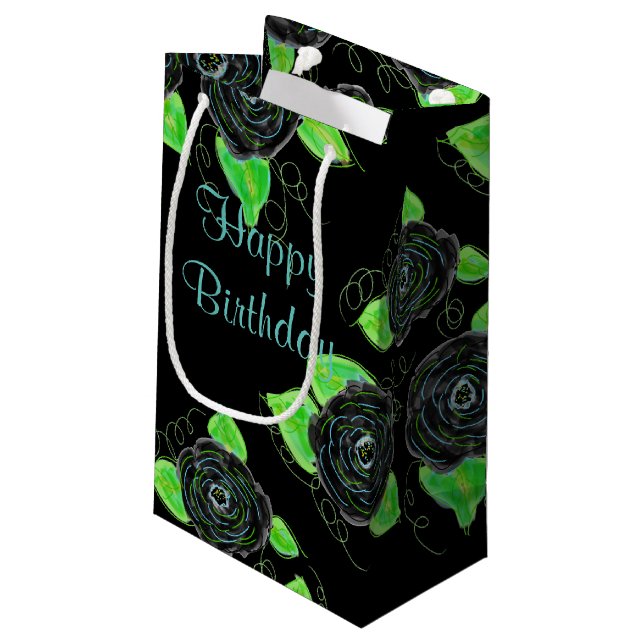 Sacola Para Presentes Pequena Rosa Moderno Floral (Verso inclinado)
