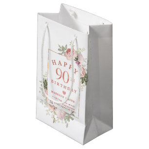 Sacola Para Presentes Pequena Rosa Rosa Rosa Rosa Rosa Rosa Floral Dourada 90 An