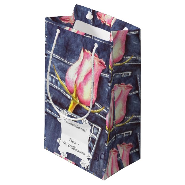 Sacola Para Presentes Pequena Rosa Rosa Rosa solteiro (Frente inclinada)