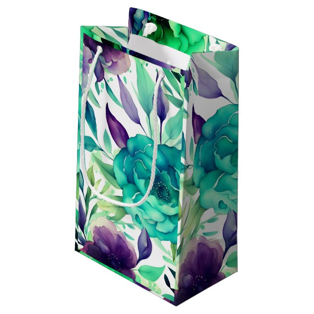 Sacola Para Presentes Pequena Rosas Azuis Sangue de Aquarelas Rúplas (Verso inclinado)