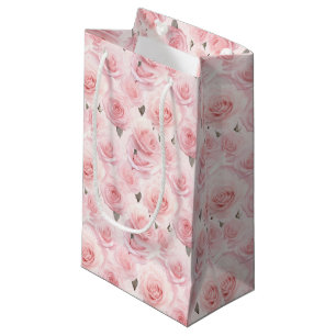 Sacola Para Presentes Pequena Rosas Rosa com Saco do Presente