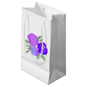 Sacola Para Presentes Pequena Rosas roxas com barra de presentes