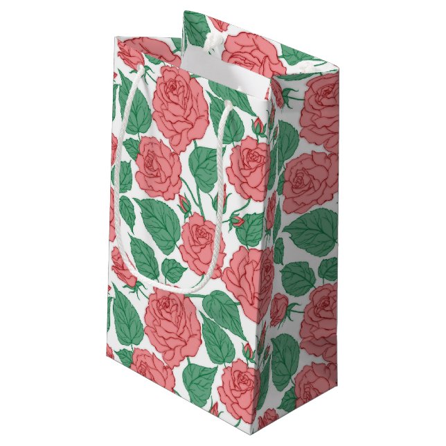 Sacola Para Presentes Pequena Rosas são vermelhos (Verso inclinado)