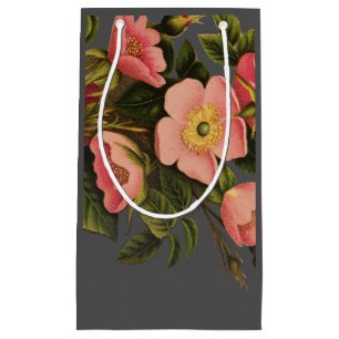 Sacola Para Presentes Pequena Rosas Vintage Lindas Botânica Rosa