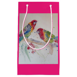 Sacola Para Presentes Pequena Rosella Parrot Bird Watercolor Art Gift Bag
