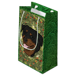 Sacola Para Presentes Pequena Rottweiler Wreath