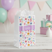 Roxo Azul Rosa Boho Flor de Campo Personalizado