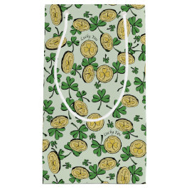 Sacola Para Presentes Pequena Rua verde e Dourada Patrick é sortudo