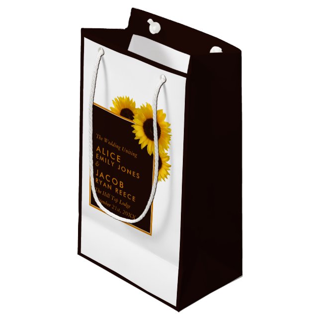 Sacola Para Presentes Pequena Rustic Country Sunflower - Casamento Floral (Frente inclinada)