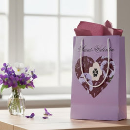 Sacola Para Presentes Pequena Sac Cadeau Saint-Valentin Cœur de Violettes