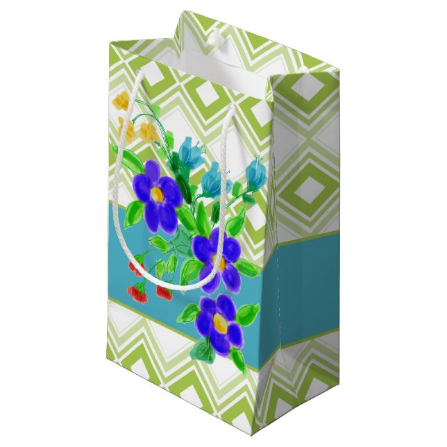 Sacola Para Presentes Pequena Saca de Presente de Flores Pequenas (Frente inclinada)