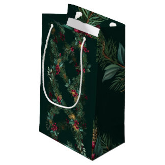 Sacola Para Presentes Pequena Saca-Rolo de Natal de Pinheiro, Cedro e Azevinho