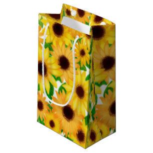 Sacola Para Presentes Pequena Saco amarelo alegre do presente dos girassóis