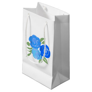 Sacola Para Presentes Pequena Saco azul do presente dos rosas